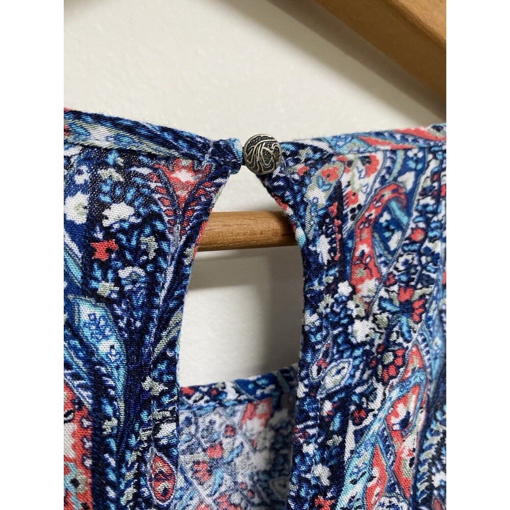 American Eagle Spaghetti Strap Blouse Women's Medium Paisley Blue Boho - Picture 6 of 8
